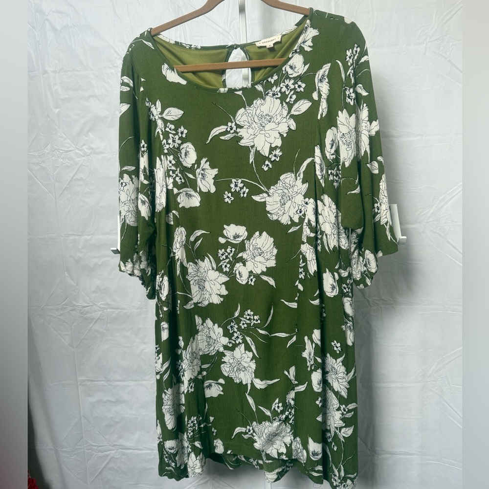 Crescent Olive Green Floral Dress